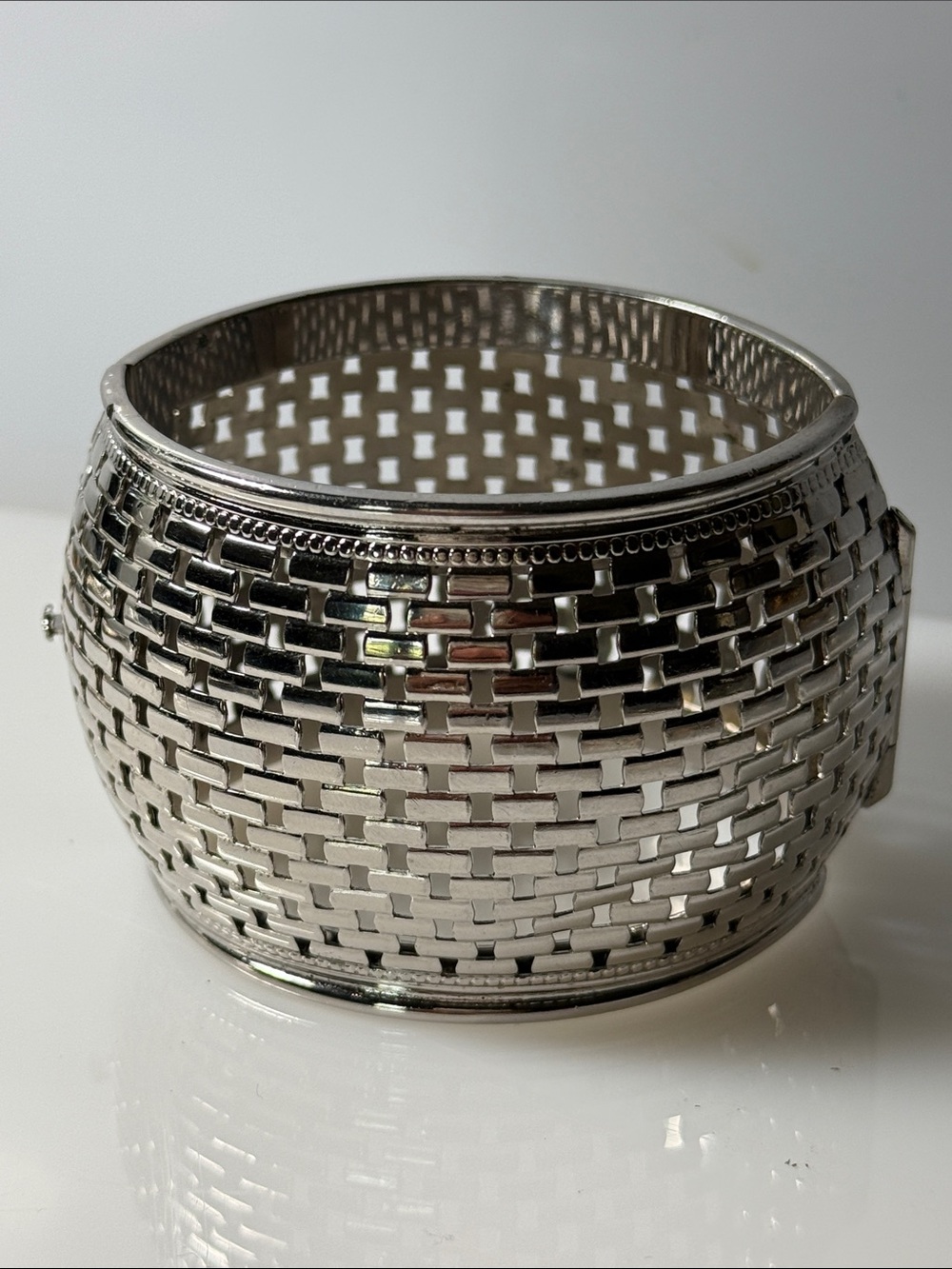 Whiting & Davis Vintage Modernist Hinged Cuff Bracelet